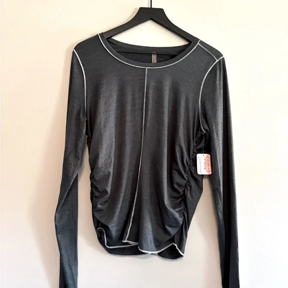 The Free People Movement Women’s Grey Right Or Run Long Sleeve Layer in XL NWT - Picture 5 of 10